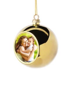 Julekule i plast - Gull Ø 8 cm med eget motiv