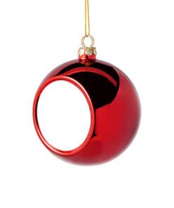 Alternative view of Julekule i plast - Rød Ø 8 cm med eget motiv